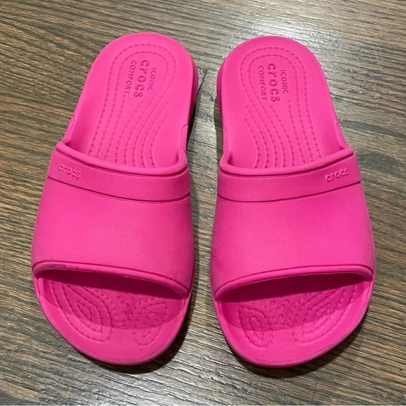 Crocs Iconic Confort Slip-On Hot Pink Sandals Toddlers 13 - Picture 1 of 11